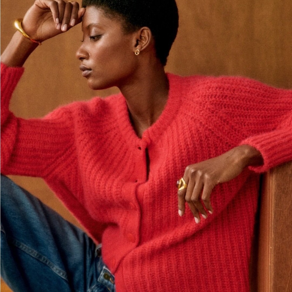 Sezane Red Women's Sweater Cardigan